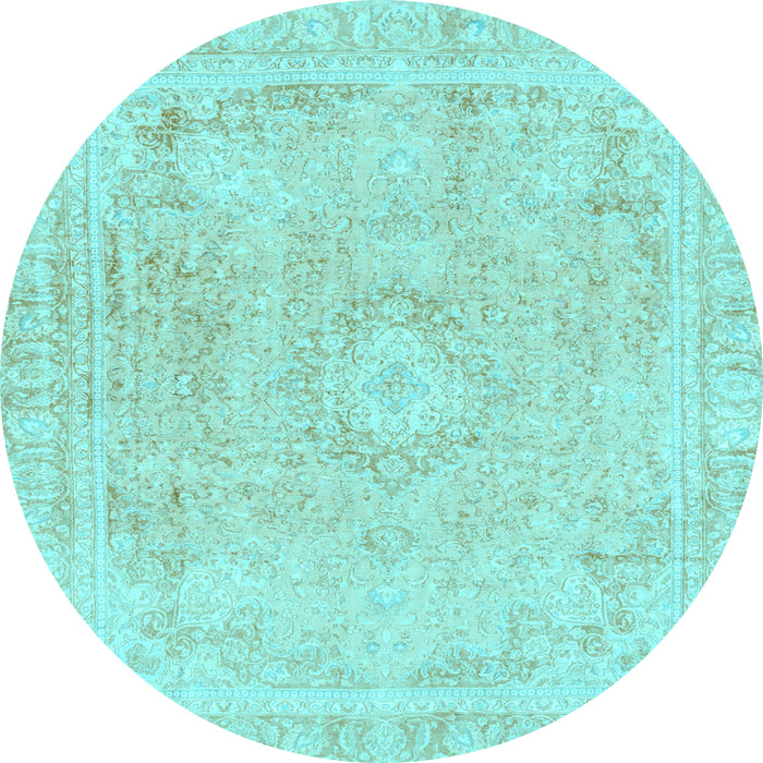 Round Abstract Light Blue Modern Rug, abs2124lblu