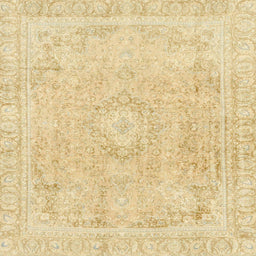 Square Machine Washable Abstract Brown Gold Rug, wshabs2124