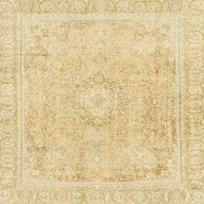 Square Machine Washable Abstract Brown Gold Rug, wshabs2124