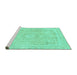 Sideview of Machine Washable Abstract Turquoise Modern Area Rugs, wshabs2124turq