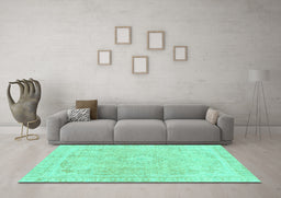 Machine Washable Abstract Turquoise Modern Area Rugs in a Living Room,, wshabs2124turq