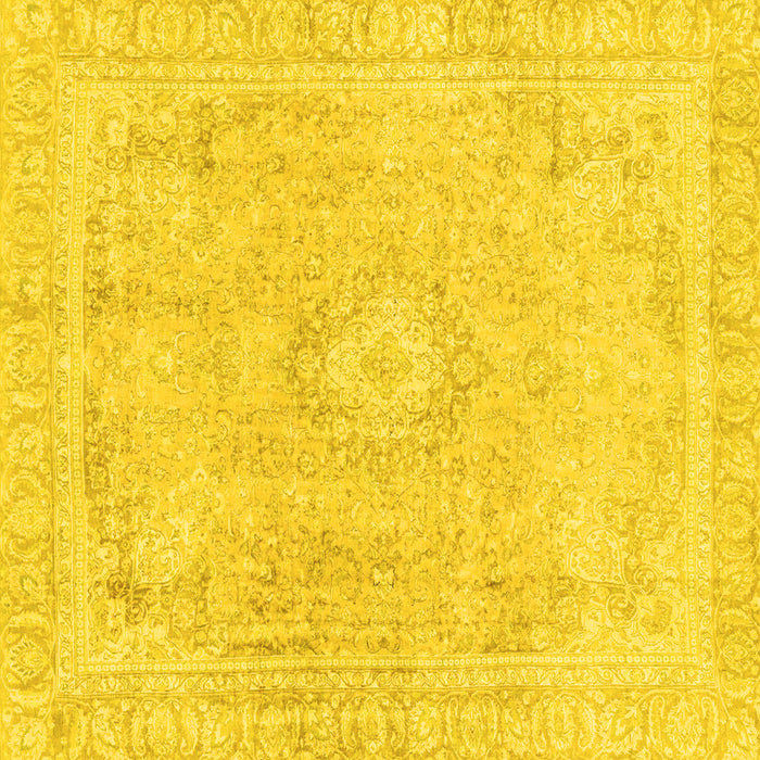 Square Machine Washable Abstract Yellow Modern Rug, wshabs2124yw