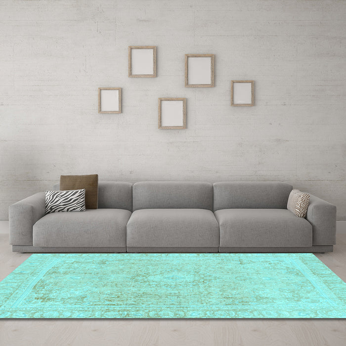 Machine Washable Abstract Light Blue Modern Rug in a Living Room, wshabs2124lblu