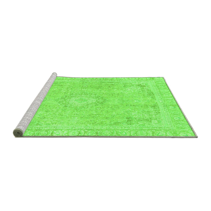 Sideview of Machine Washable Abstract Green Modern Area Rugs, wshabs2124grn