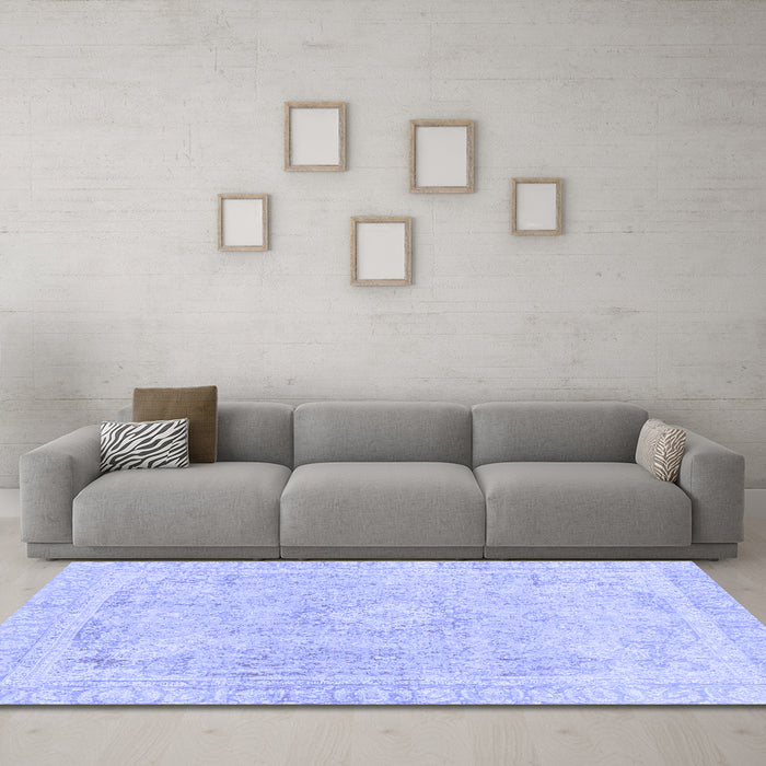 Machine Washable Abstract Blue Modern Rug in a Living Room, wshabs2124blu