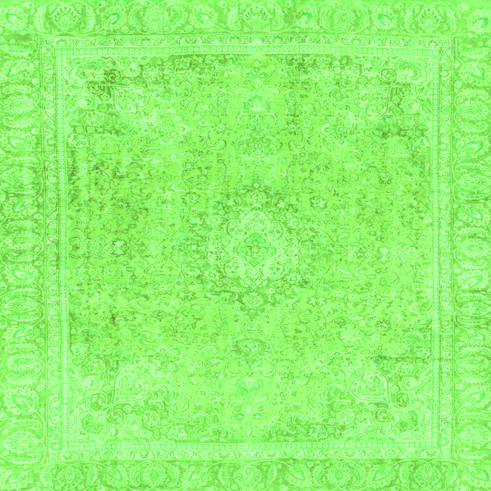 Square Machine Washable Abstract Green Modern Area Rugs, wshabs2124grn
