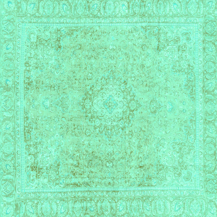 Square Machine Washable Abstract Turquoise Modern Area Rugs, wshabs2124turq