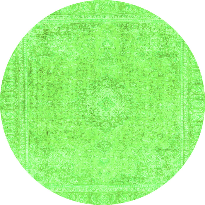 Round Machine Washable Abstract Green Modern Area Rugs, wshabs2124grn