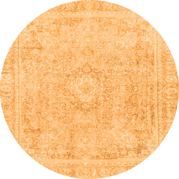 Round Abstract Orange Modern Rug, abs2124org