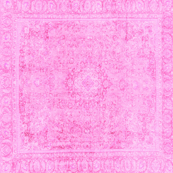 Square Machine Washable Abstract Pink Modern Rug, wshabs2124pnk