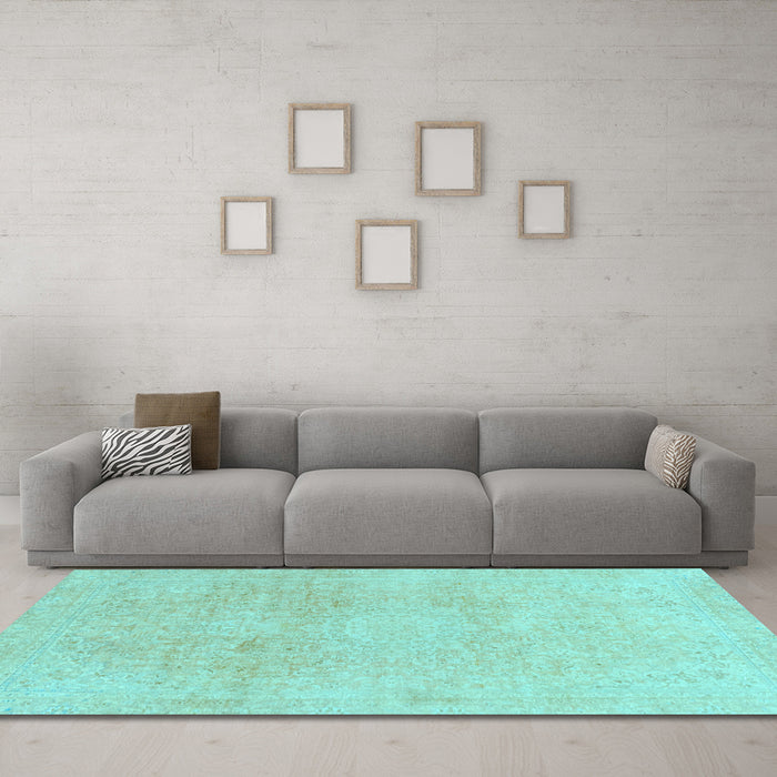 Machine Washable Abstract Light Blue Modern Rug in a Living Room, wshabs2125lblu