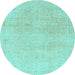 Round Machine Washable Abstract Light Blue Modern Rug, wshabs2125lblu