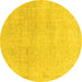 Round Machine Washable Abstract Yellow Modern Rug, wshabs2125yw