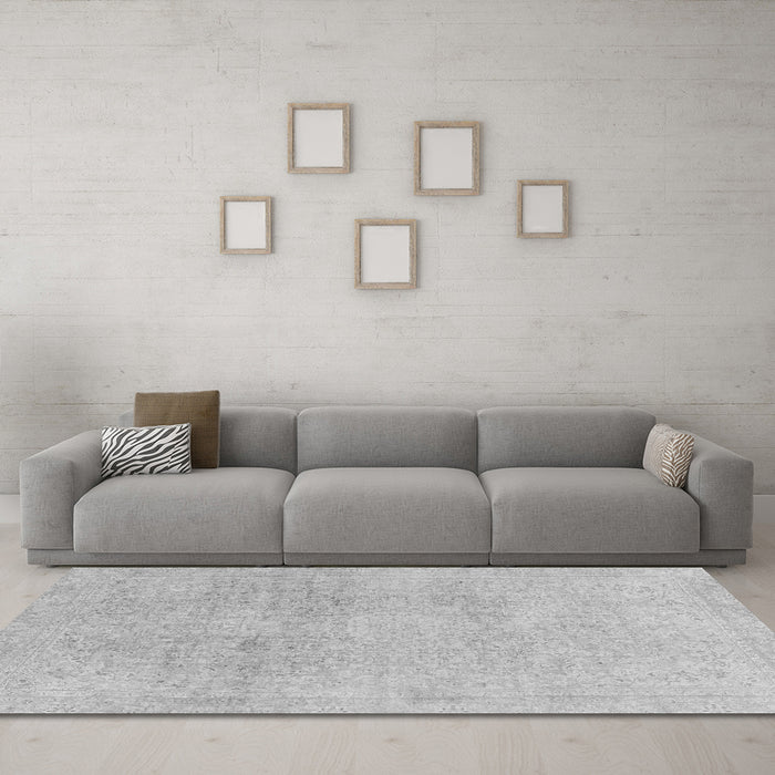 Machine Washable Abstract Gray Modern Rug in a Living Room,, wshabs2125gry