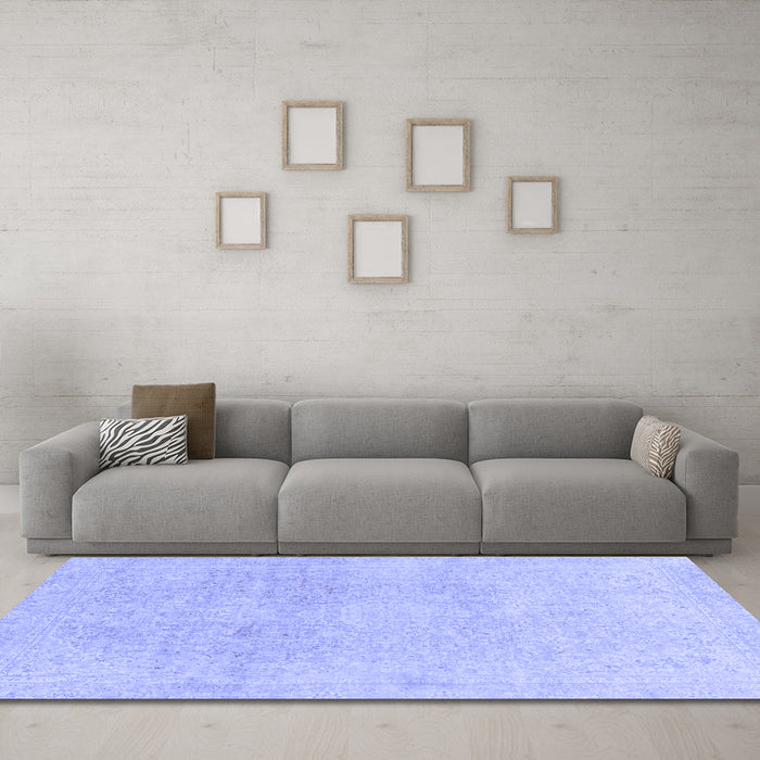 Machine Washable Abstract Blue Modern Rug in a Living Room, wshabs2125blu