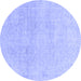 Round Abstract Blue Modern Rug, abs2125blu