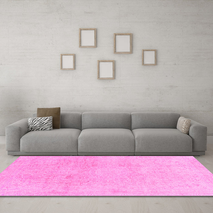 Machine Washable Abstract Pink Modern Rug in a Living Room, wshabs2125pnk