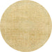 Round Abstract Orange Modern Rug, abs2125