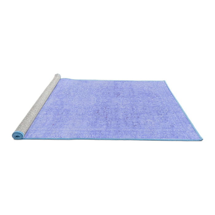 Sideview of Machine Washable Abstract Blue Modern Rug, wshabs2125blu