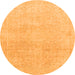 Round Machine Washable Abstract Orange Modern Area Rugs, wshabs2125org