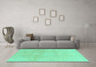 Machine Washable Abstract Turquoise Modern Area Rugs in a Living Room,, wshabs2125turq