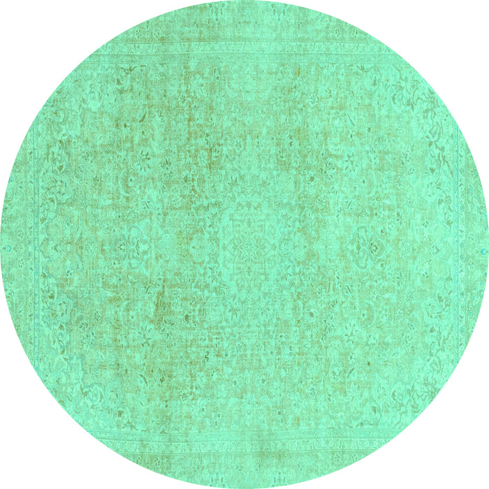 Round Abstract Turquoise Modern Rug, abs2125turq