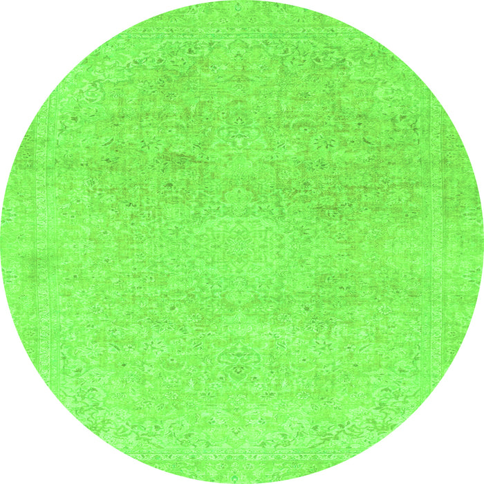 Round Abstract Green Modern Rug, abs2125grn