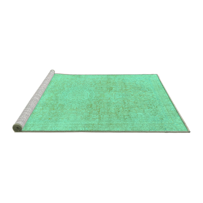 Sideview of Machine Washable Abstract Turquoise Modern Area Rugs, wshabs2125turq