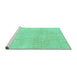 Sideview of Machine Washable Abstract Turquoise Modern Area Rugs, wshabs2125turq