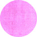 Round Machine Washable Abstract Purple Modern Area Rugs, wshabs2125pur