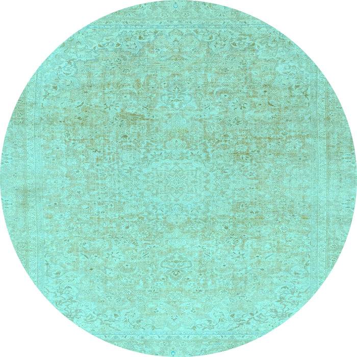 Round Abstract Light Blue Modern Rug, abs2125lblu