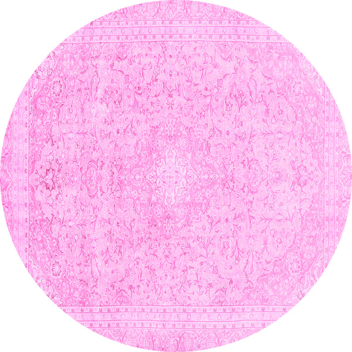 Round Abstract Pink Modern Rug, abs2126pnk