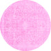 Round Abstract Pink Modern Rug, abs2126pnk