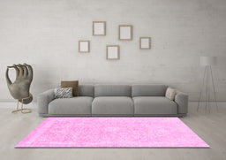 Machine Washable Abstract Pink Modern Rug in a Living Room, wshabs2126pnk