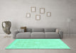 Machine Washable Abstract Turquoise Modern Area Rugs in a Living Room,, wshabs2126turq