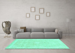 Machine Washable Abstract Turquoise Modern Area Rugs in a Living Room,, wshabs2126turq