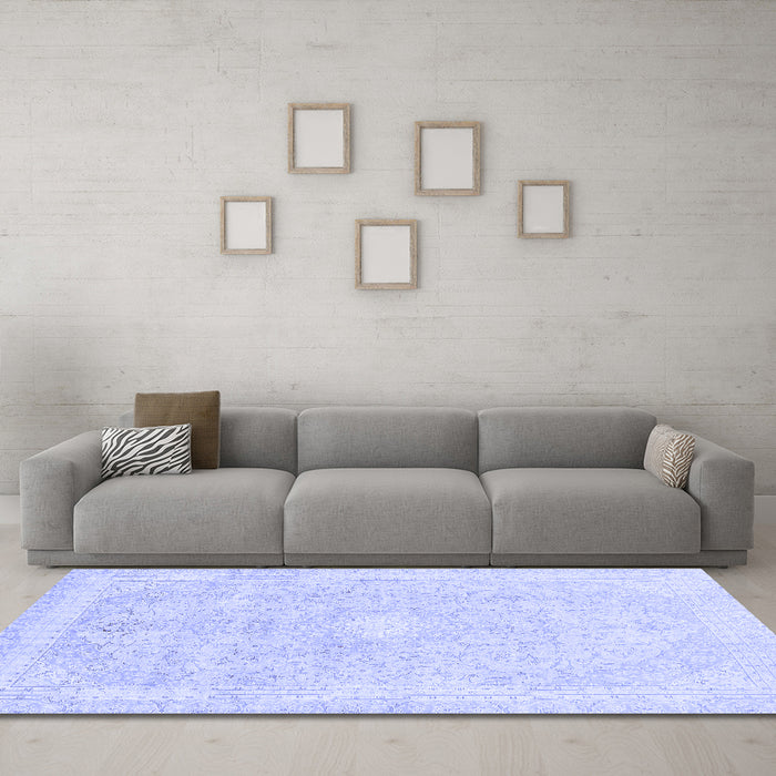Machine Washable Abstract Blue Modern Rug in a Living Room, wshabs2126blu