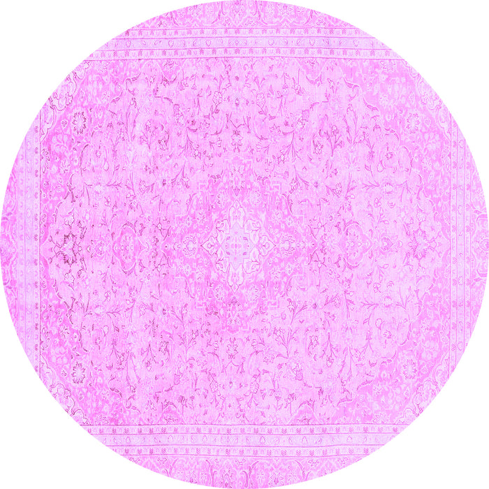 Round Machine Washable Abstract Purple Modern Area Rugs, wshabs2126pur