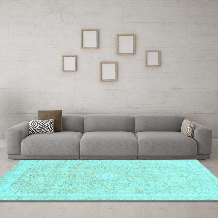 Machine Washable Abstract Light Blue Modern Rug in a Living Room, wshabs2126lblu