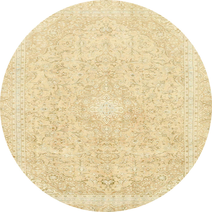 Round Abstract Sun Yellow Modern Rug, abs2126