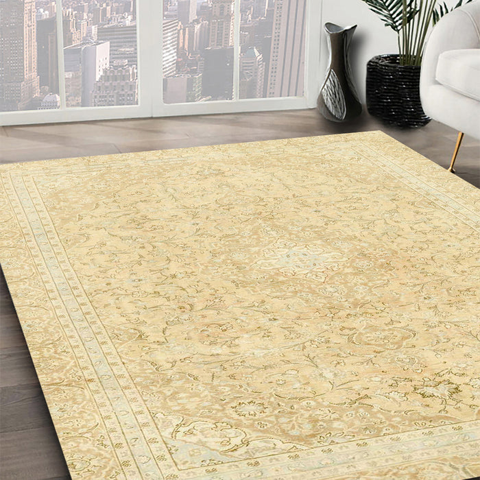 Abstract Sun Yellow Modern Rug in Family Room, abs2126