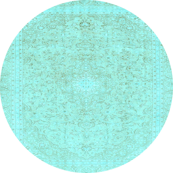 Round Machine Washable Abstract Light Blue Modern Rug, wshabs2126lblu