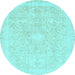 Round Machine Washable Abstract Light Blue Modern Rug, wshabs2126lblu