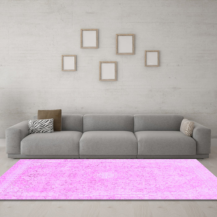 Machine Washable Abstract Purple Modern Area Rugs in a Living Room, wshabs2126pur