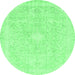 Round Abstract Emerald Green Modern Rug, abs2126emgrn