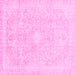 Square Machine Washable Abstract Pink Modern Rug, wshabs2126pnk