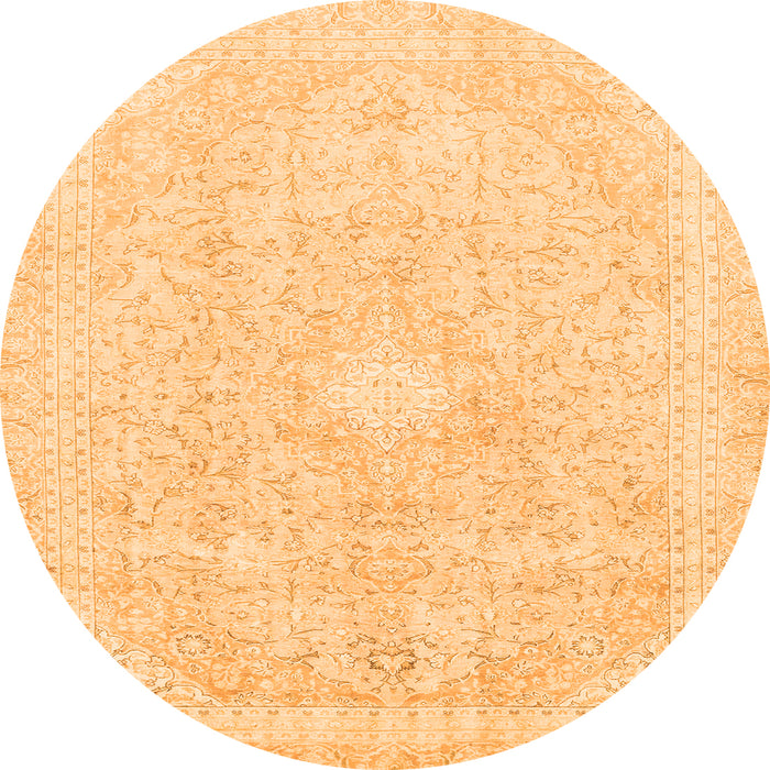 Round Machine Washable Abstract Orange Modern Area Rugs, wshabs2126org