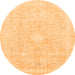 Round Machine Washable Abstract Orange Modern Area Rugs, wshabs2126org