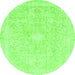 Round Abstract Green Modern Rug, abs2126grn