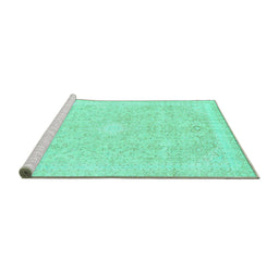 Sideview of Machine Washable Abstract Turquoise Modern Area Rugs, wshabs2126turq